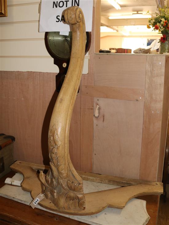 A triangular console table with marble top (a.f.) W.89cm